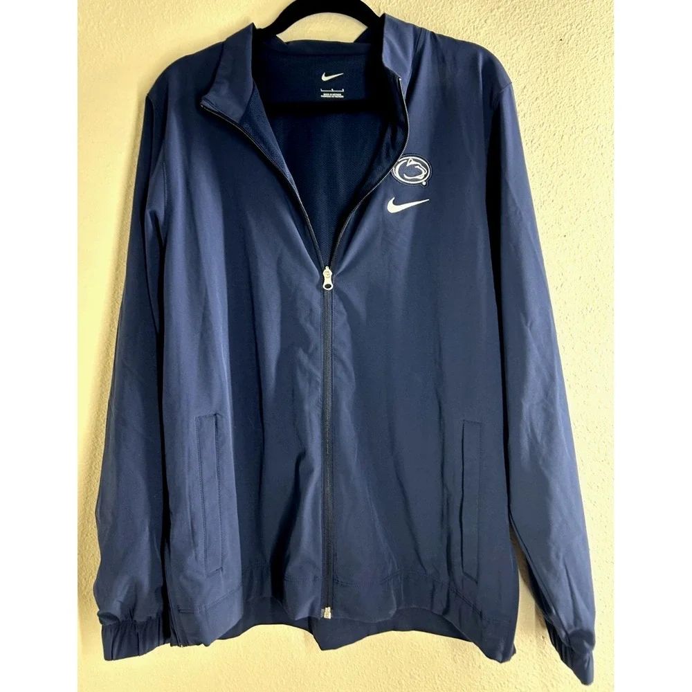 Nike Penn State Football Sidelines Full-Zip Jacket Windbreaker Blue Men's LARGE